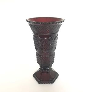 Vintage Avon 1876 Cape Cod Ruby Red Glass Footed Vase